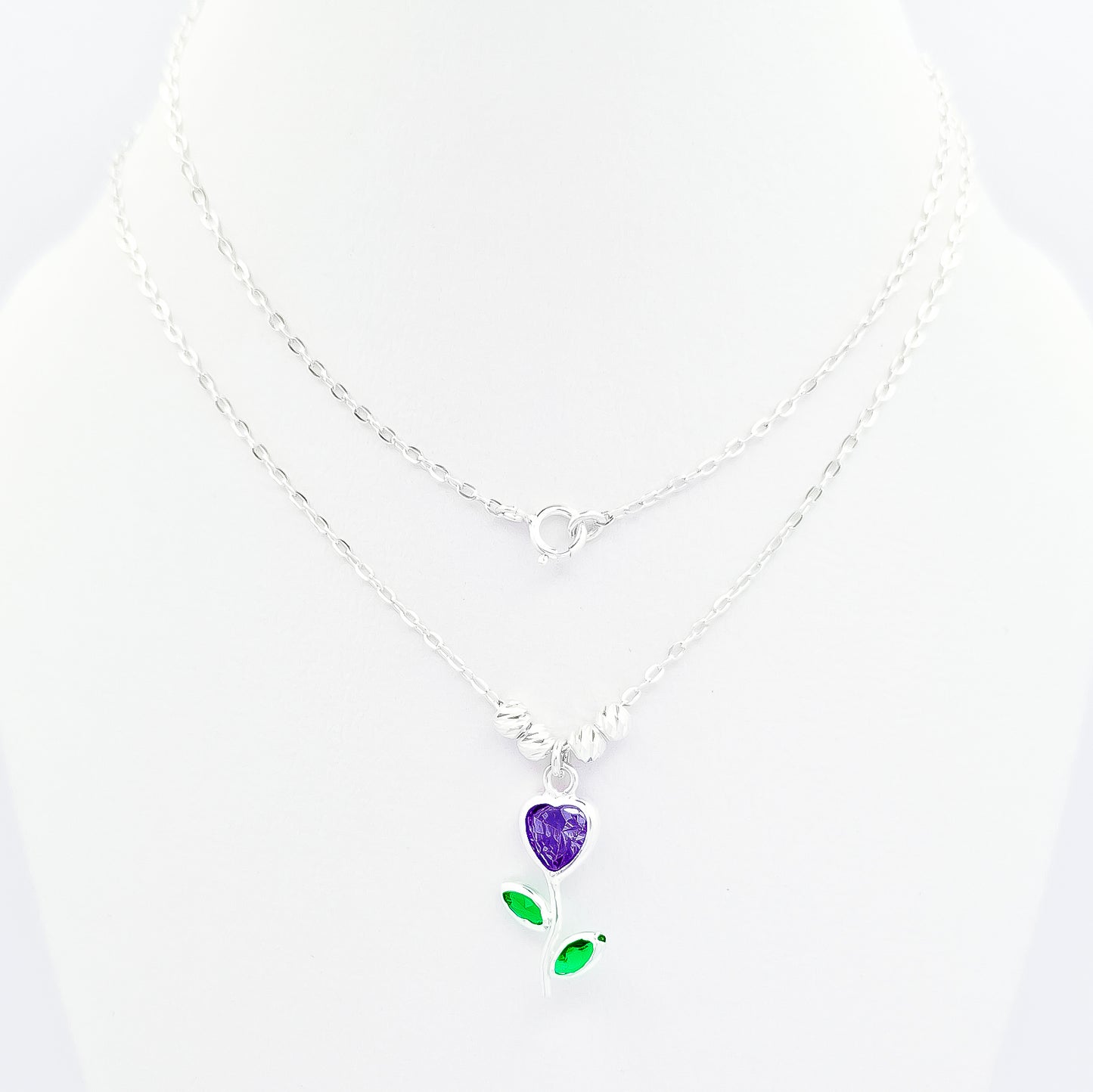 Collar Corazon Flor Lila