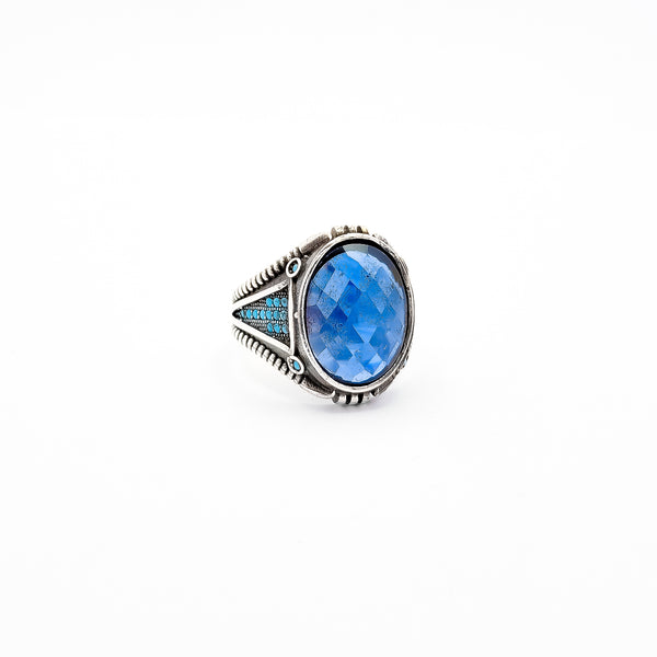 Anillo Azul Facetado