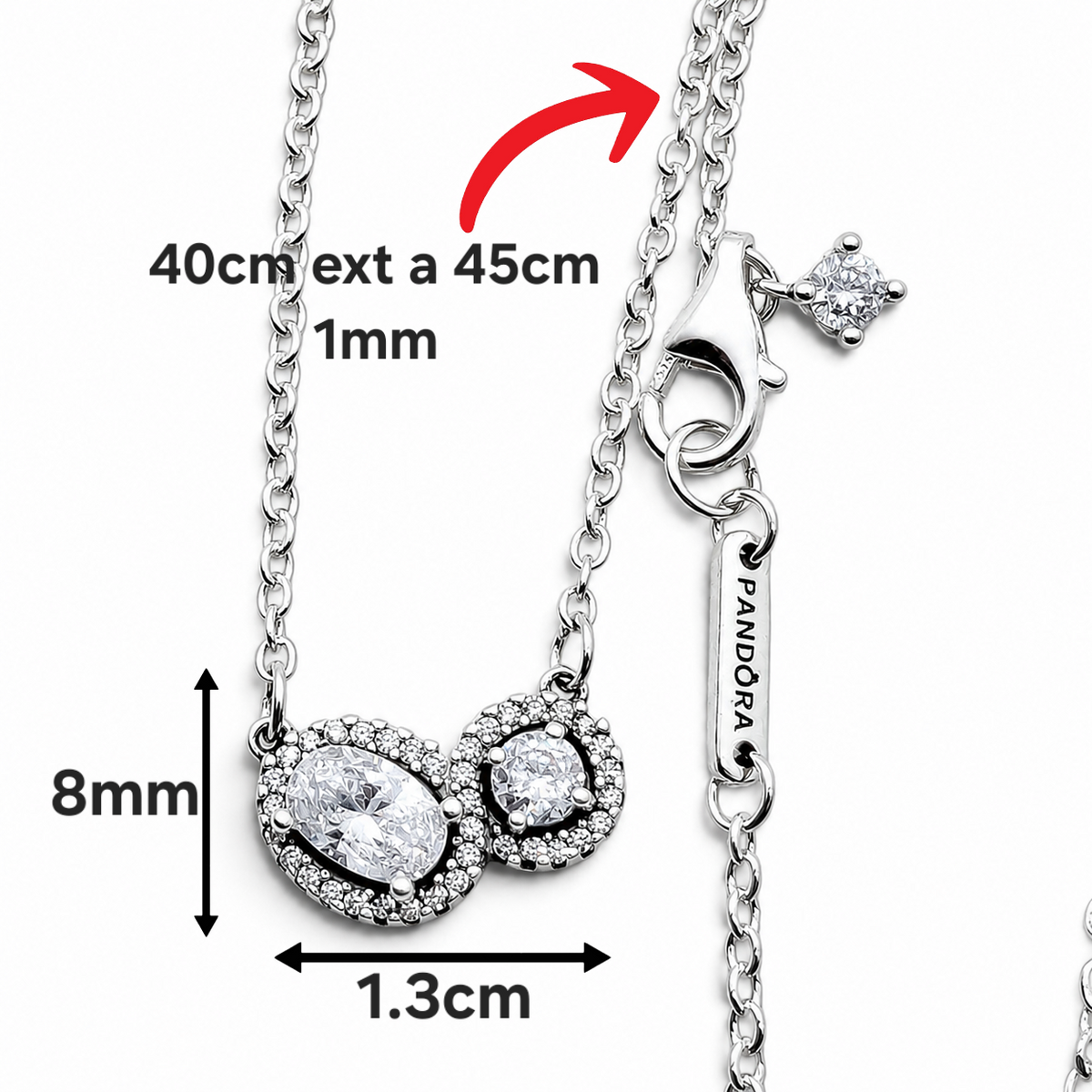 Collar 2 Zirconias Pan Plata Ley 925