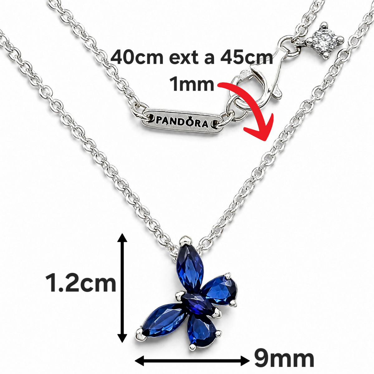Collar Mariposa Azul Pan Plata Ley 925