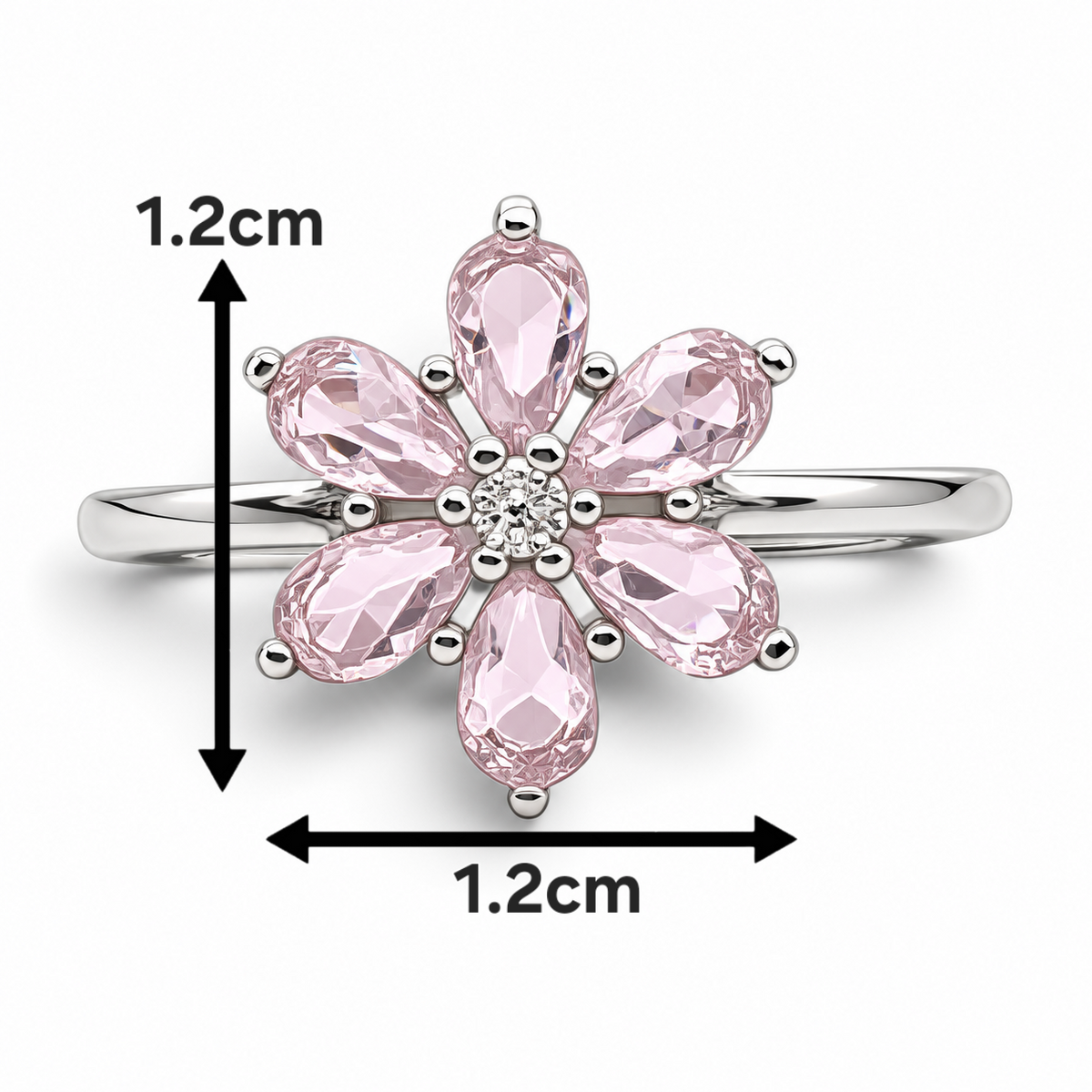 Anillo Flor Rosa Plata Ley 925