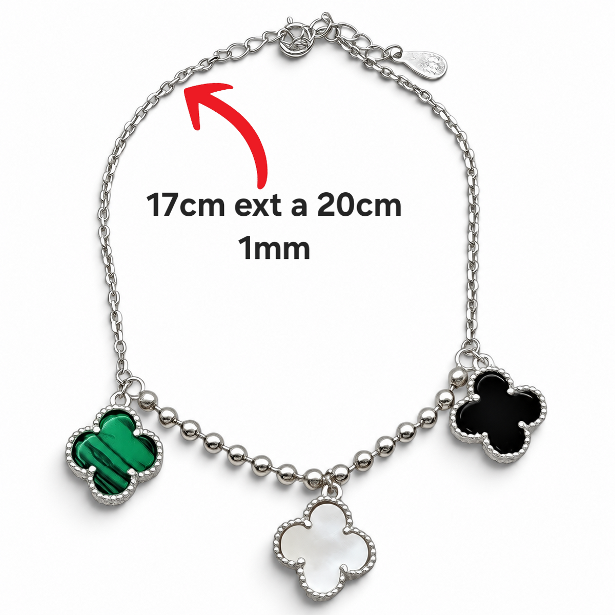 Pulsera Trebol Plata Ley 925
