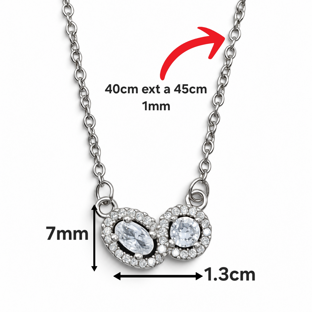 Collar 2 Zirconias Plata Ley 925