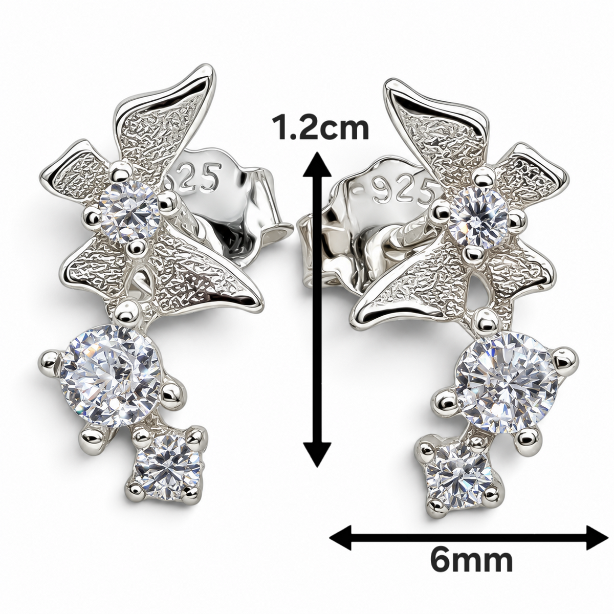 Arete Mariposita Plata Ley 925