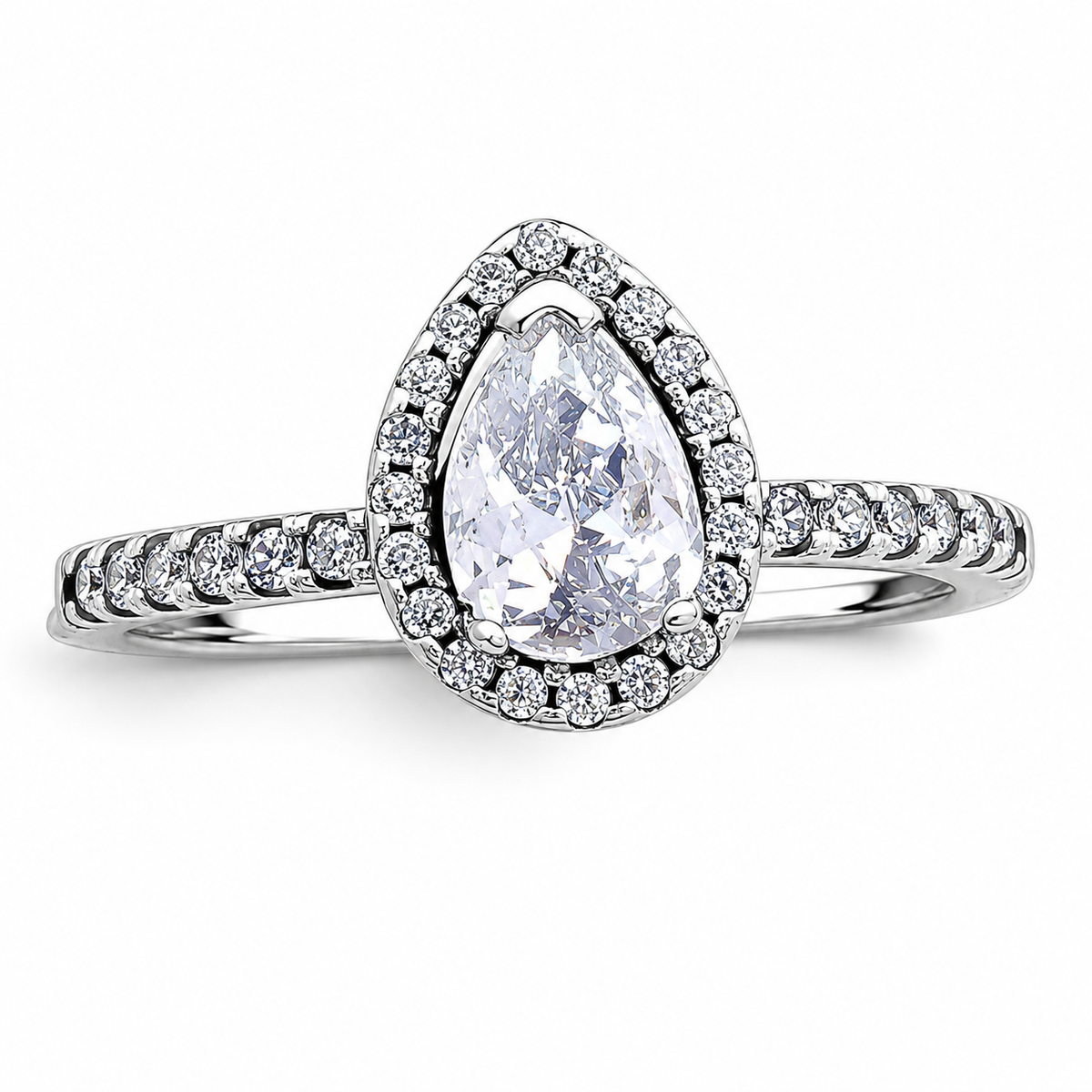 Anillo Gota Zirconia Blanca Pan