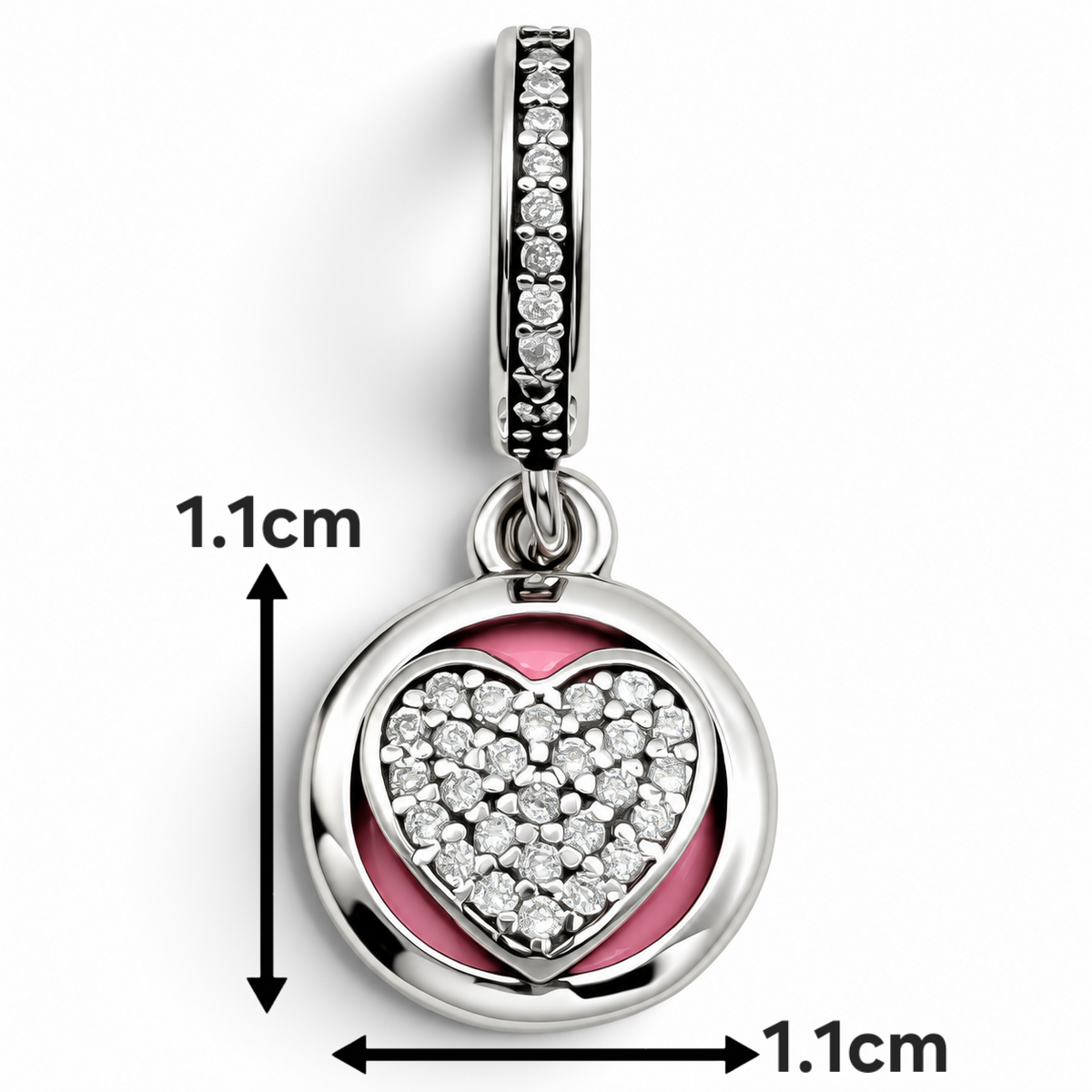 Charm Rosa Corazon Plata Ley 925