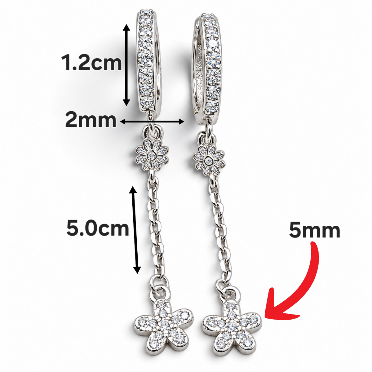 Hugguie Flor Cadenita Plata Ley 925