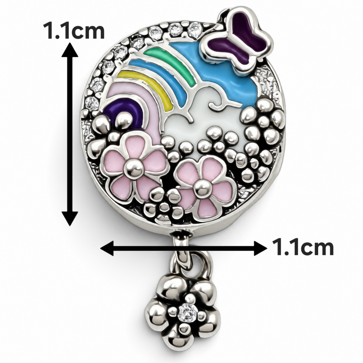 Charm Arcoiris Flores Plata Ley 925
