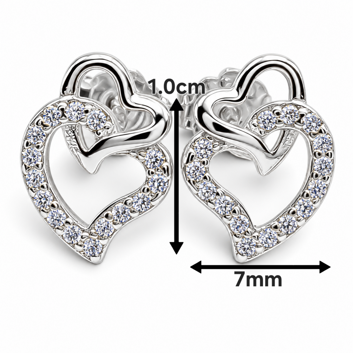 Arete Corazones Plata Ley 925