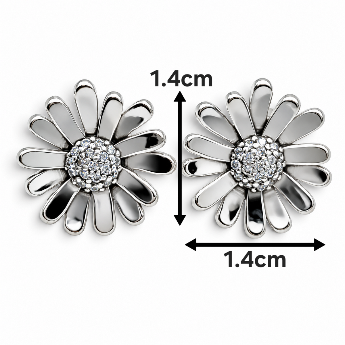 Arete Flor Grande Pan Plata Ley 925