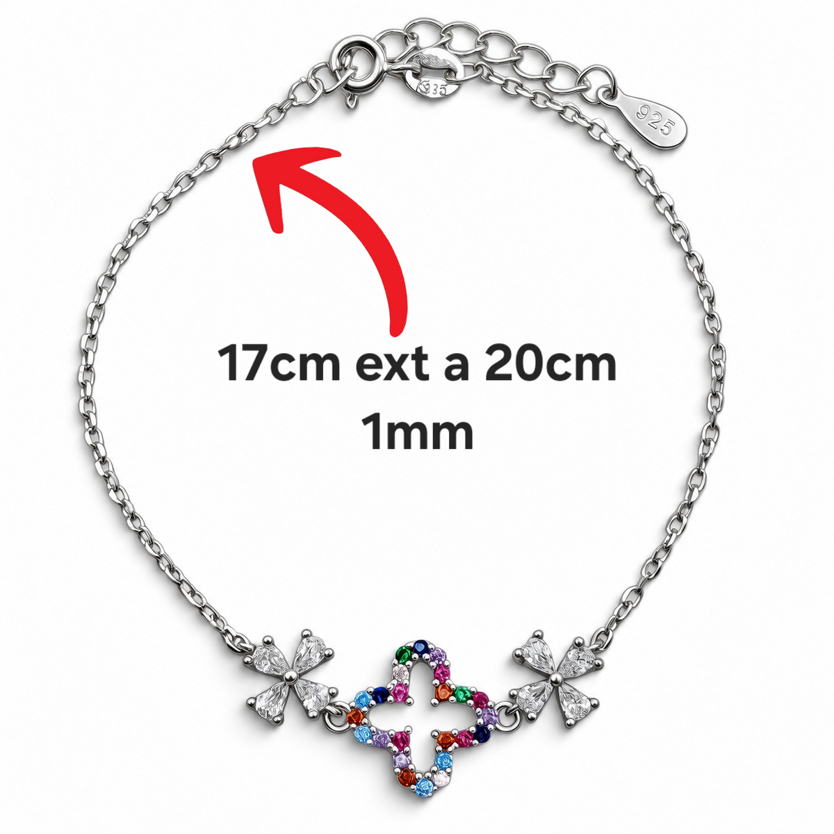Pulsera Trebol Zirconia Plata Ley 925