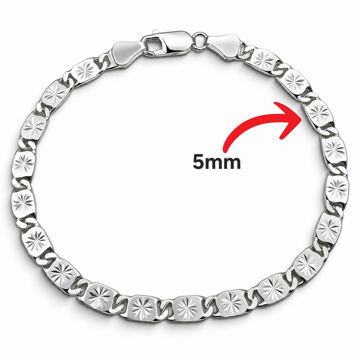 Pulsera Diamantada 5mm Plata Ley 925