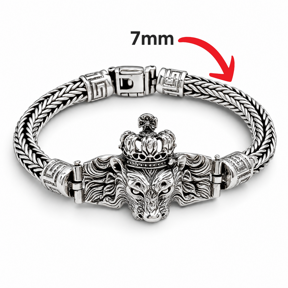 Pulso Leon 7mm Plata Ley 925