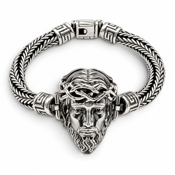 Pulso Cara Cristo 7mm Plata Ley 925