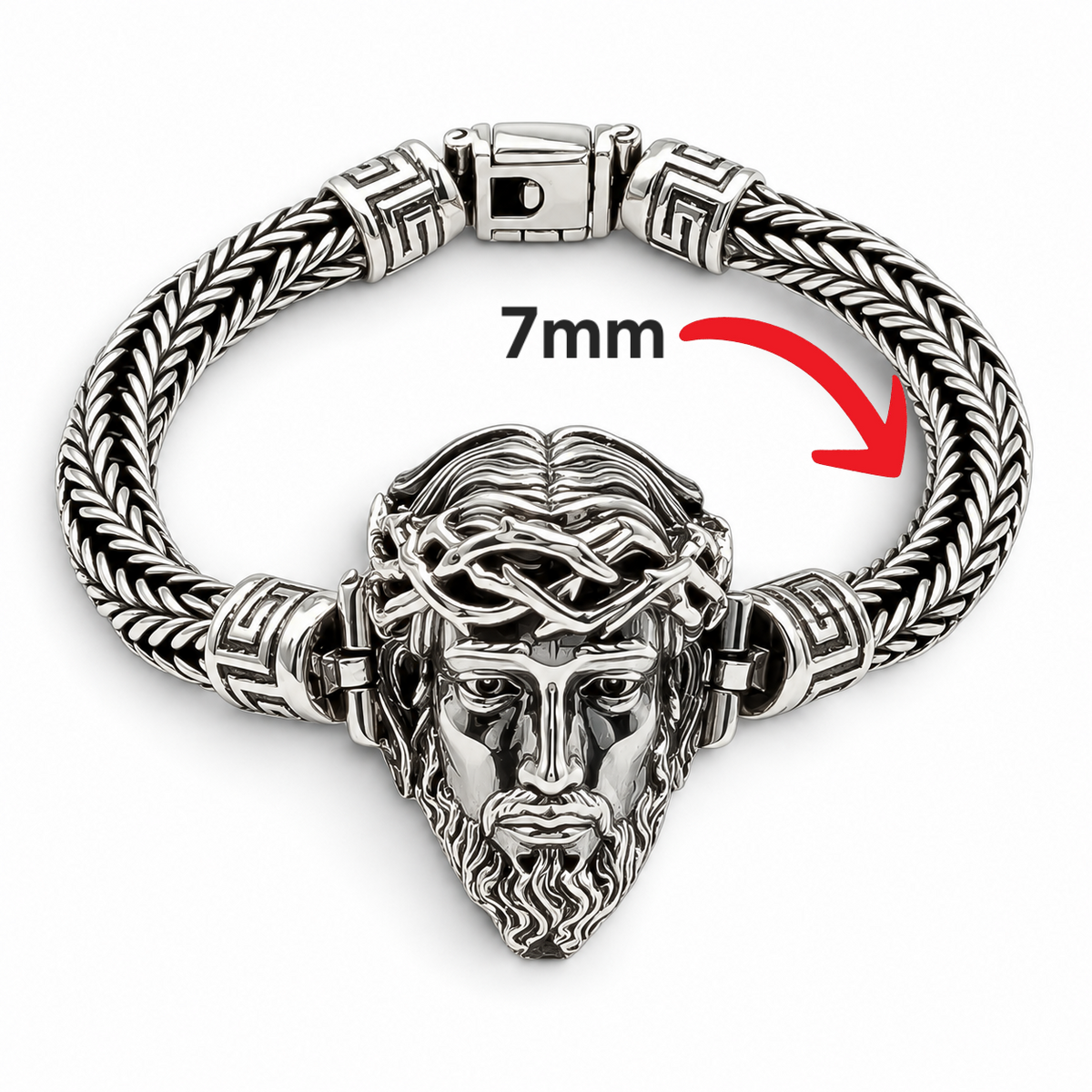 Pulso Cara Cristo 7mm Plata Ley 925