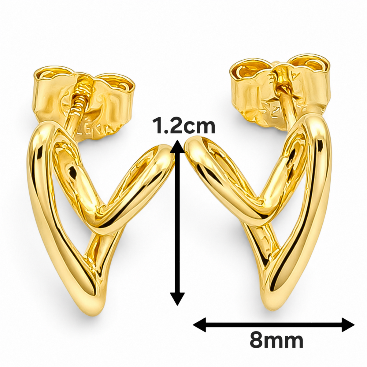 Arete Dorado Corazon Pan Plata Ley 925