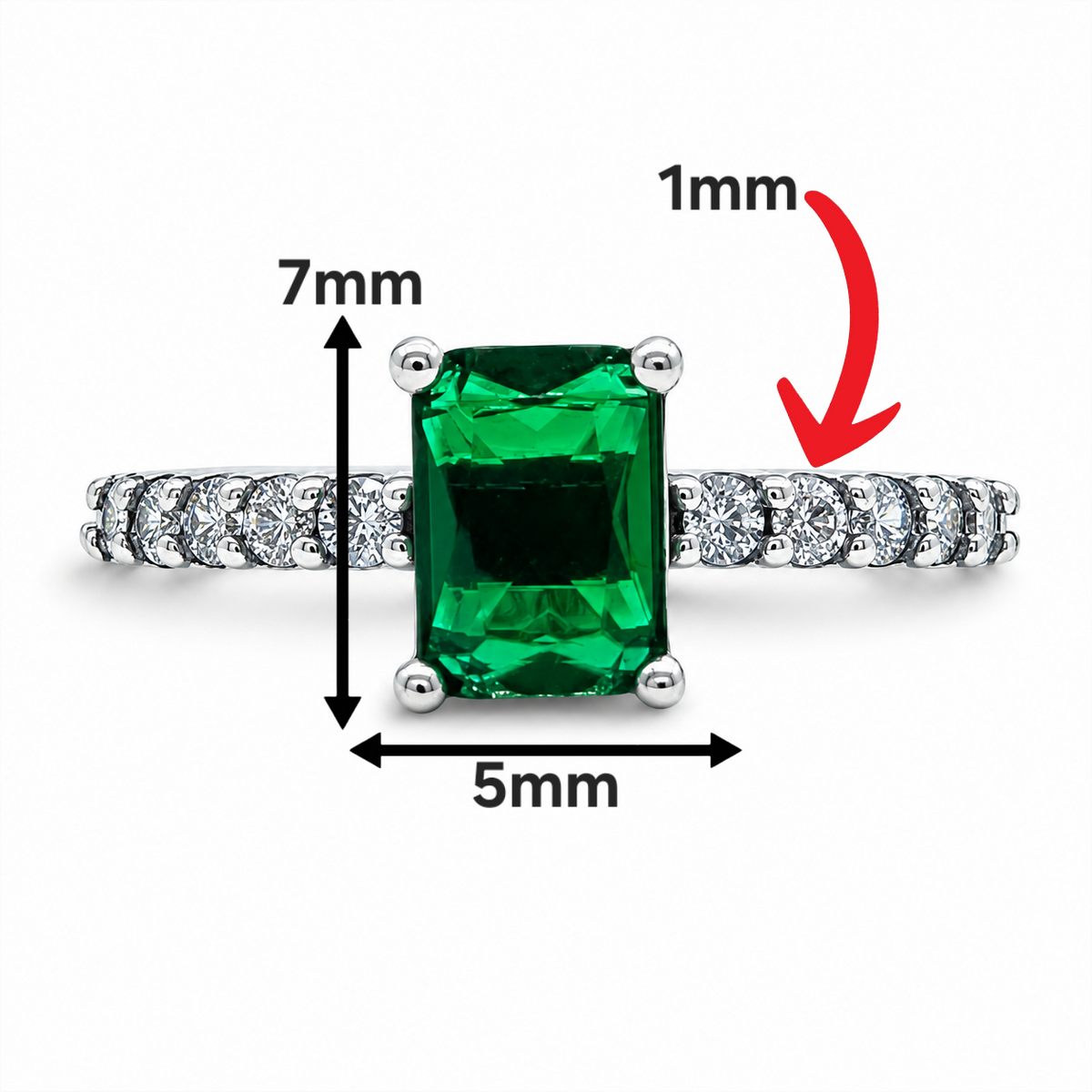 Anillo Zirconia Verde Pan Plata Ley 925