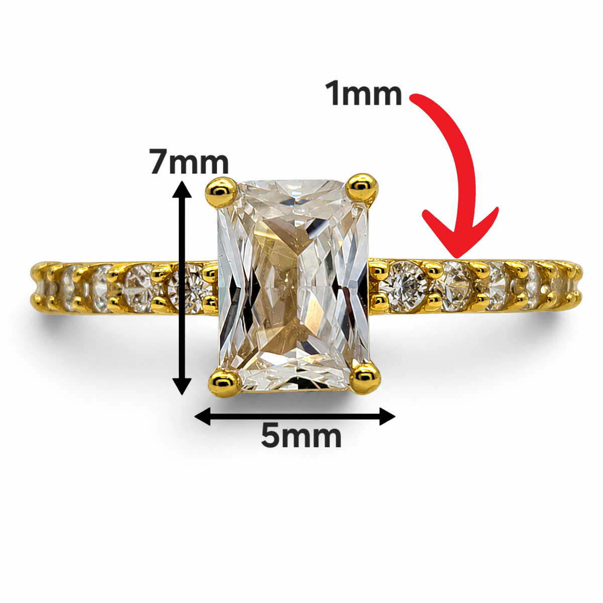 Anillo Dorado Zirconia Plata Ley 925