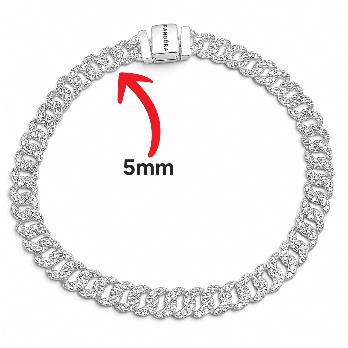 Pulso Cubano Zirconia 5mm Pan Plata Ley 925
