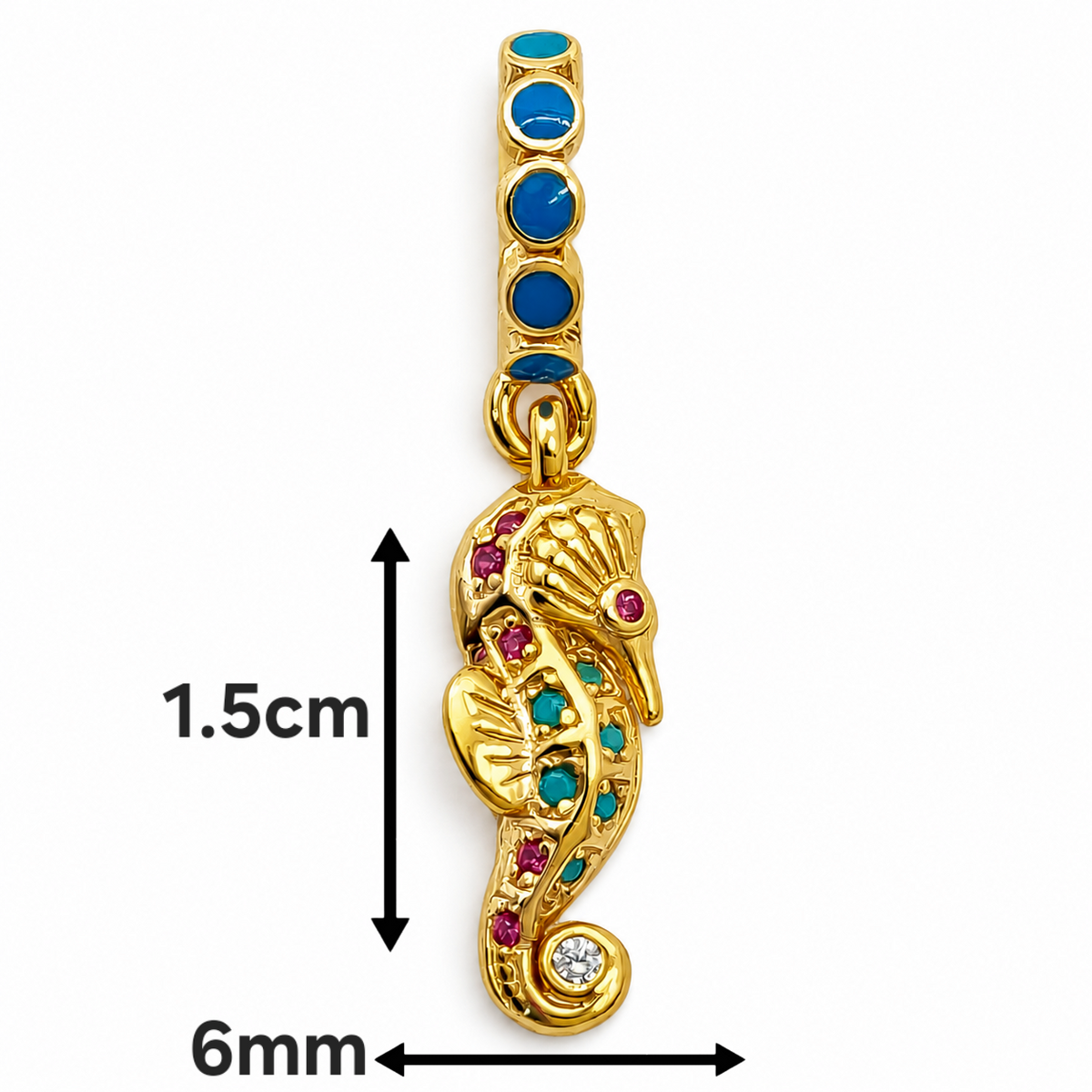 Charm Caballito Mar Dorado Plata Ley 925