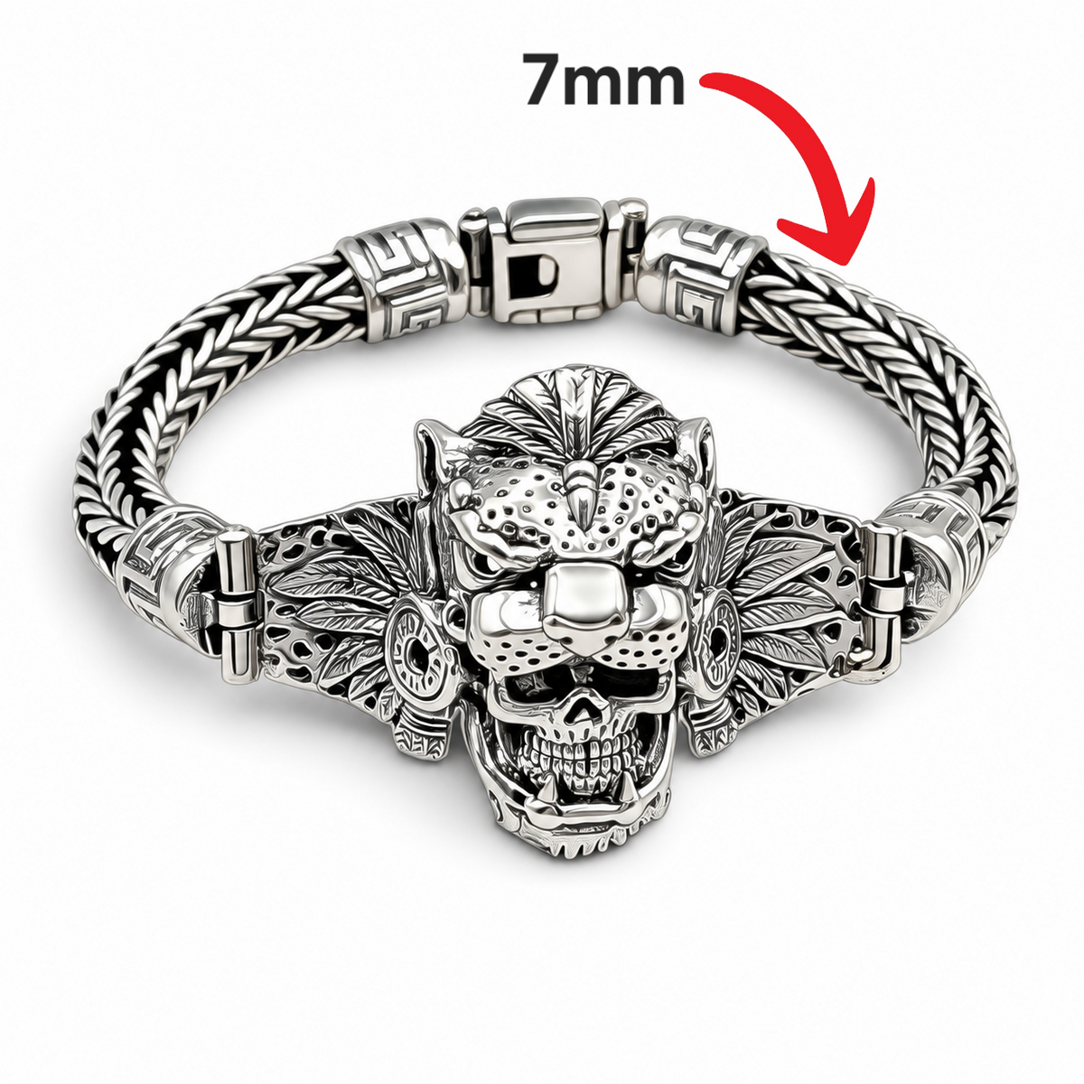 Pulso Azteca Jaguar 7mm Plata Ley 925