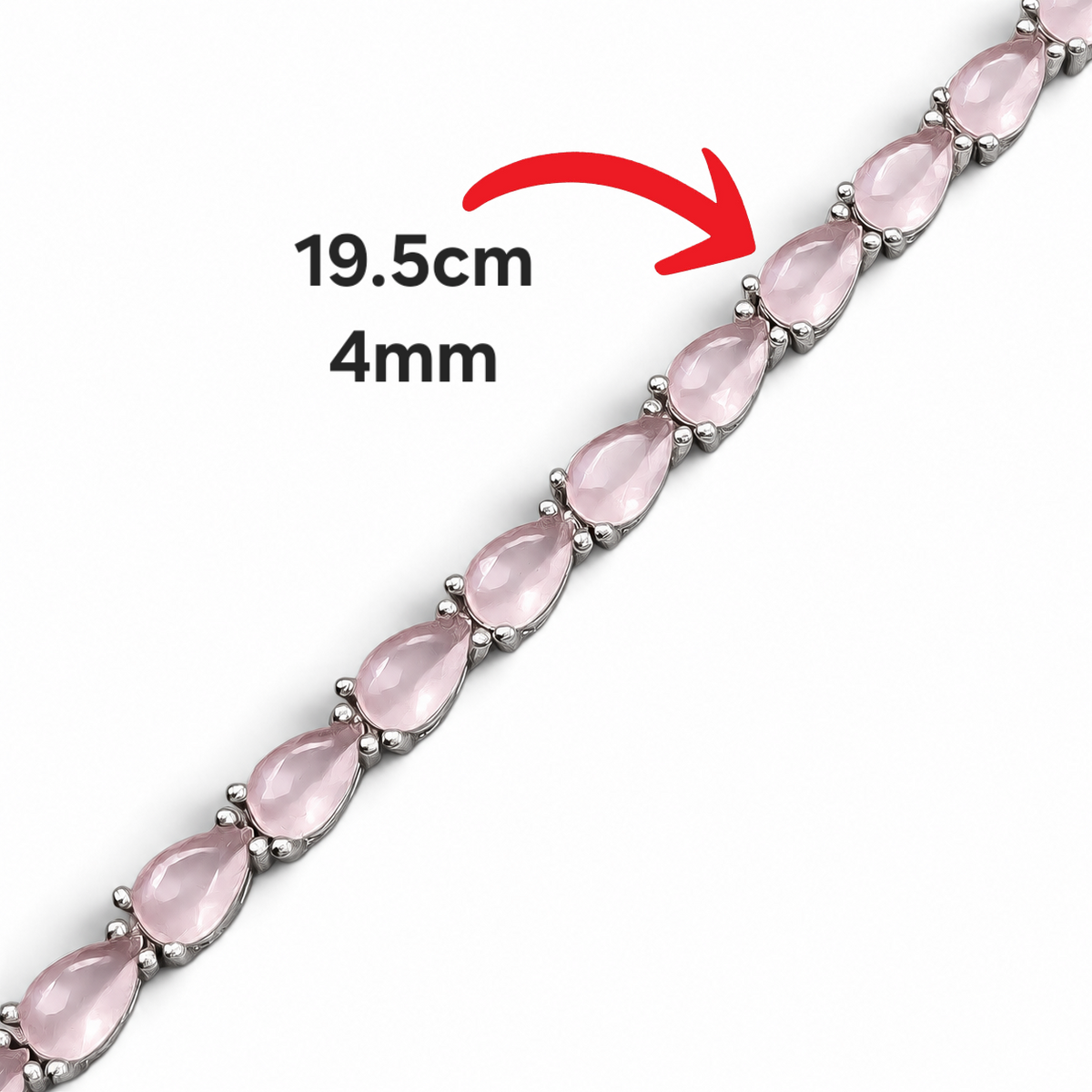 Pulsera Gotita Cuarzo Rosa Plata Ley 925