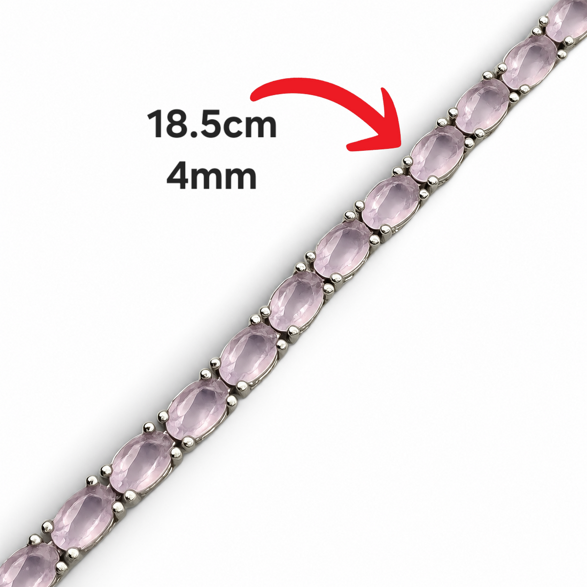 Pulsera Cuarzo Rosa Plata Ley 925