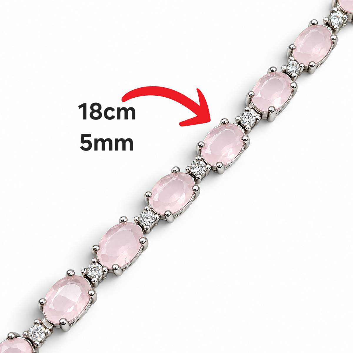 Pulsera Cuarzo Rosa Zirconia Plata Ley 925