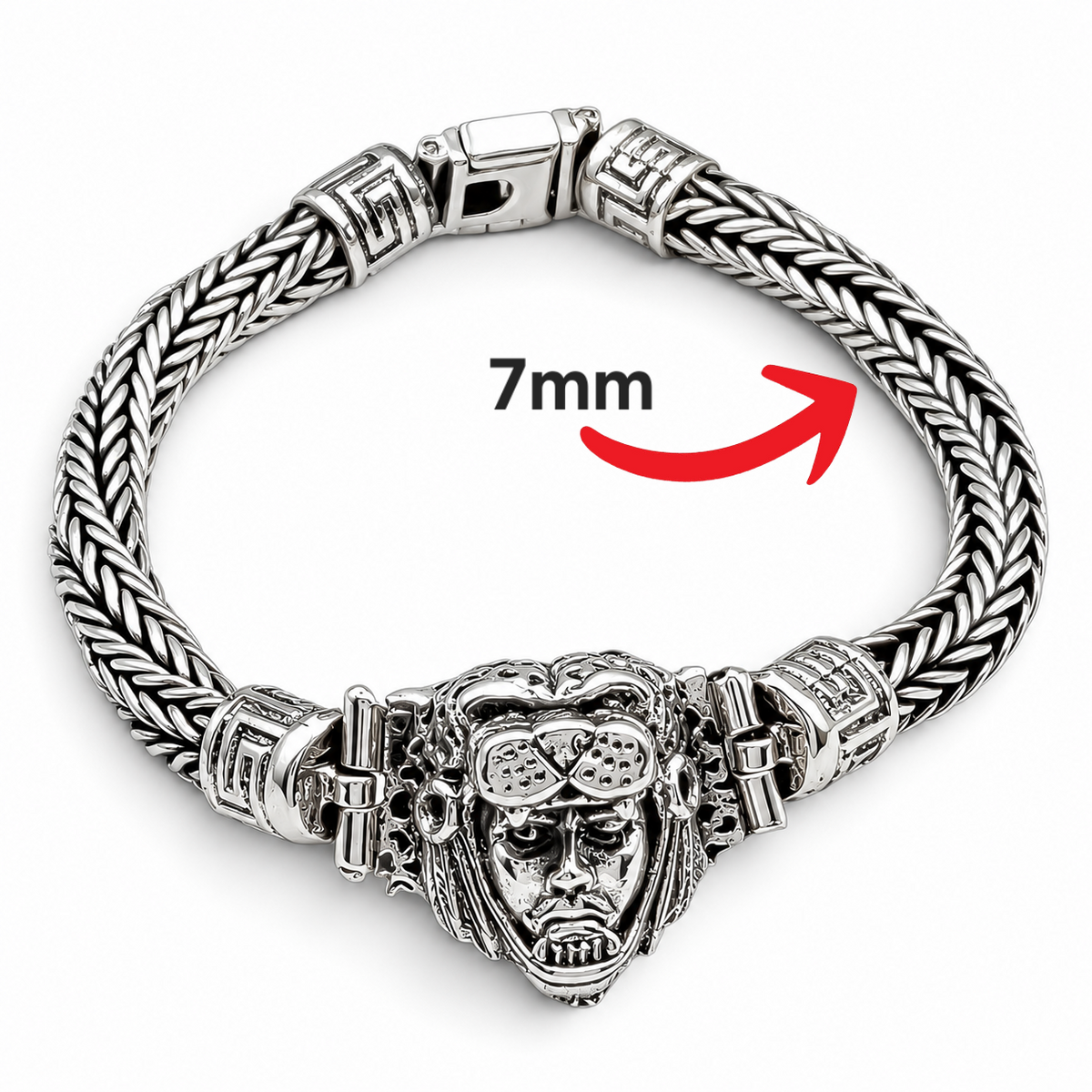 Pulso Azteca Jaguar 7mm Plata Ley 925