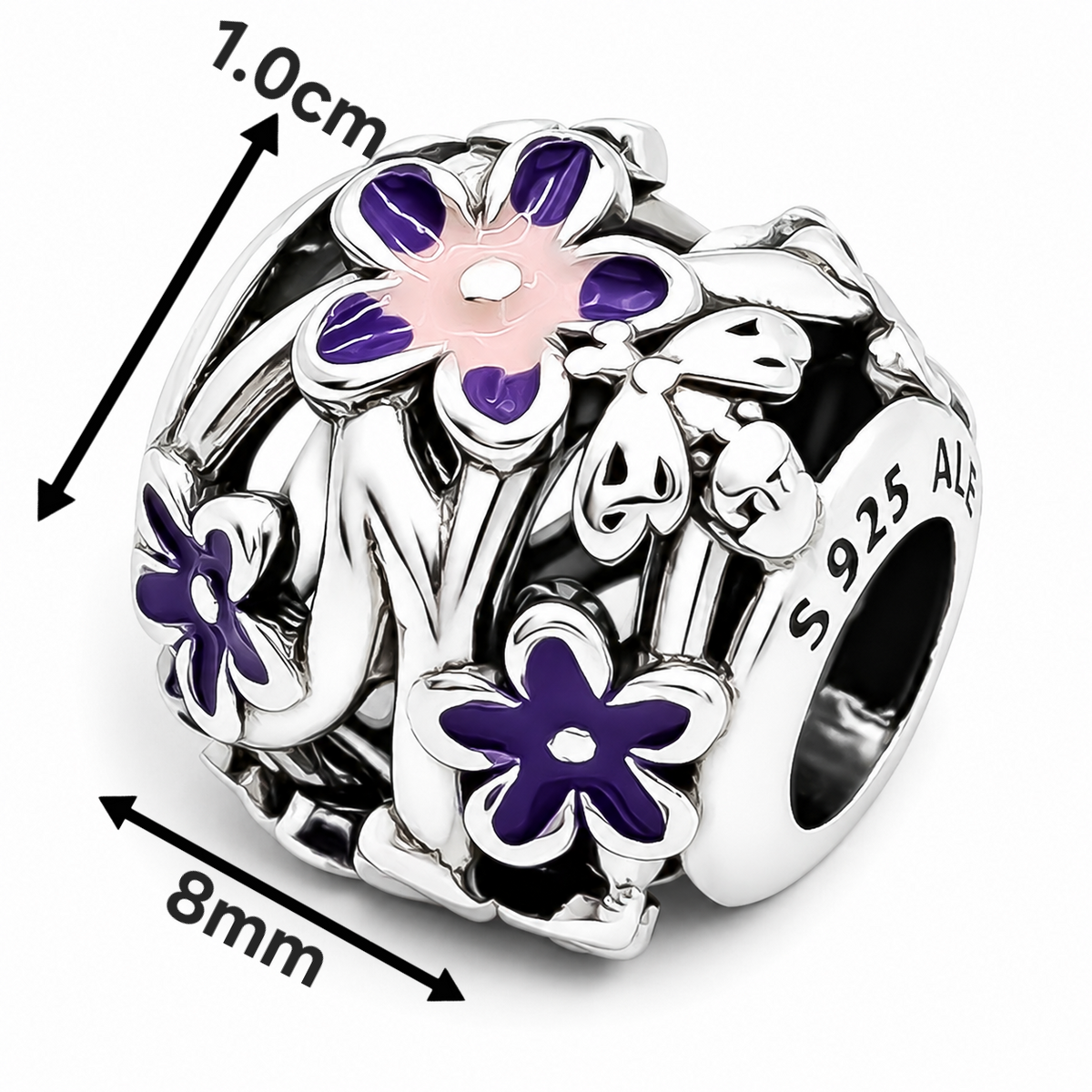 Charm Bola Flores Plata Ley 925