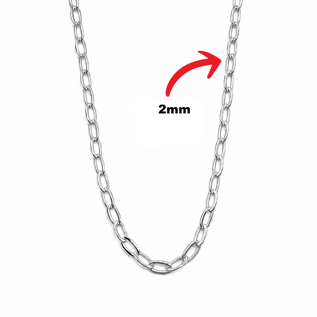 Cadena Tipo Clip 2mm Plata Ley 925
