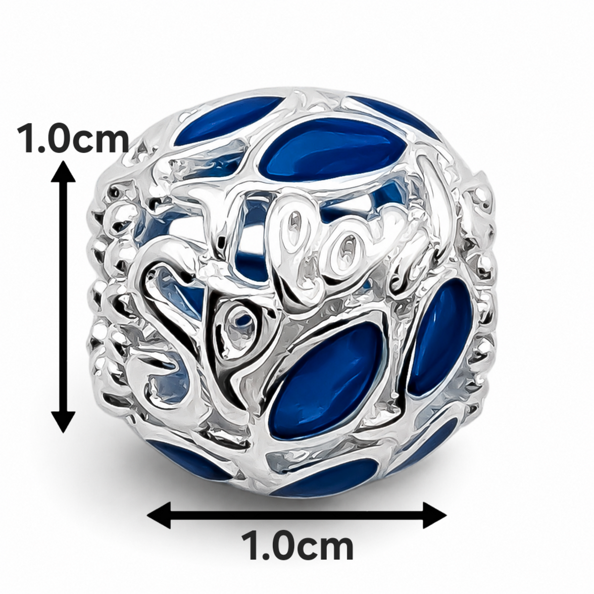 Charm Bola Azul Plata Ley 925