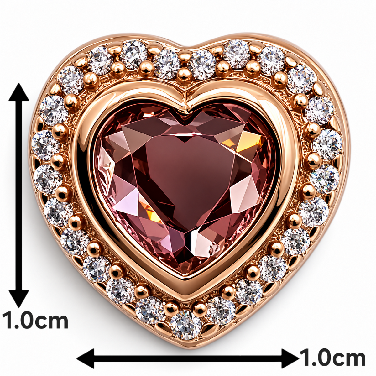 Charm Corazon Rosa Plata Ley 925