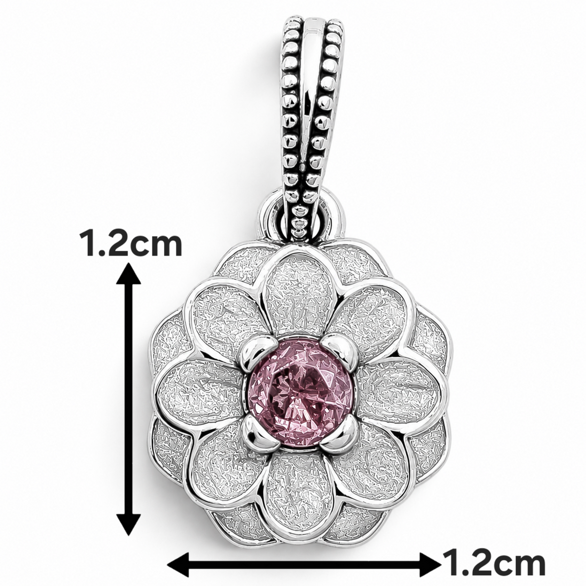 Charm Flor Rosa Plata Ley 925