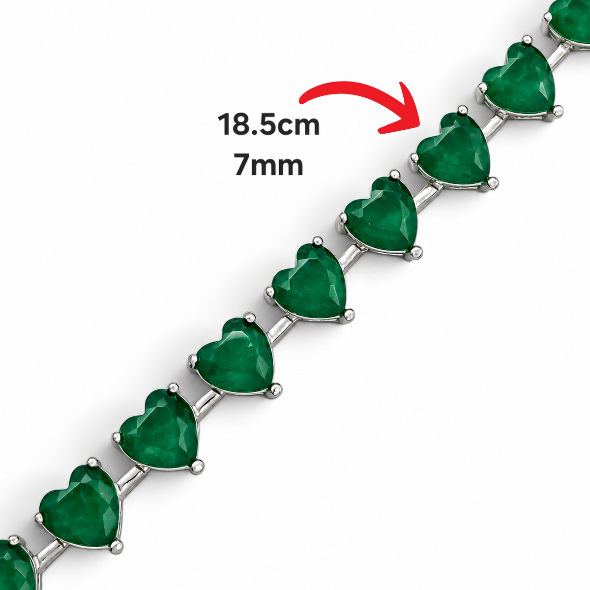 Pulsera Corazones Turmalina Plata Ley 925