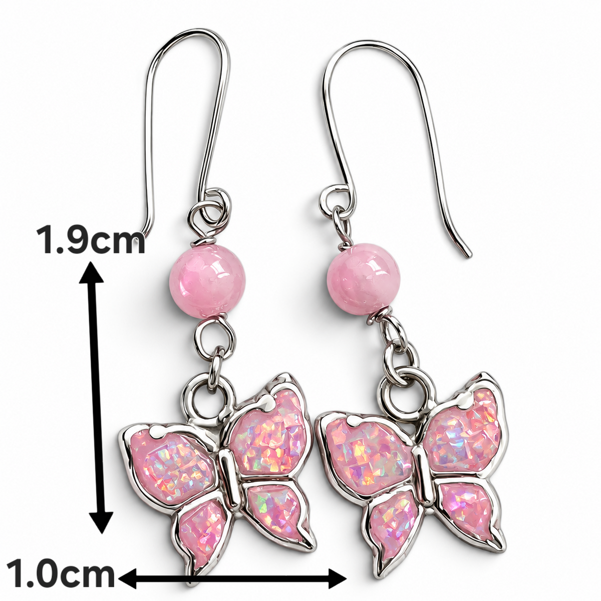 Arete Mariposa Rosa Plata Ley 925