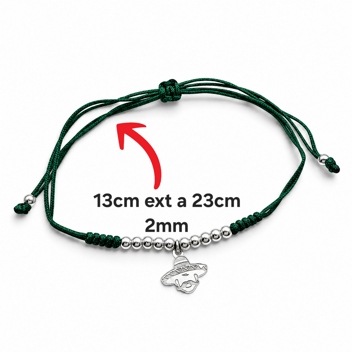 Pulsera Verde Plata Ley 925