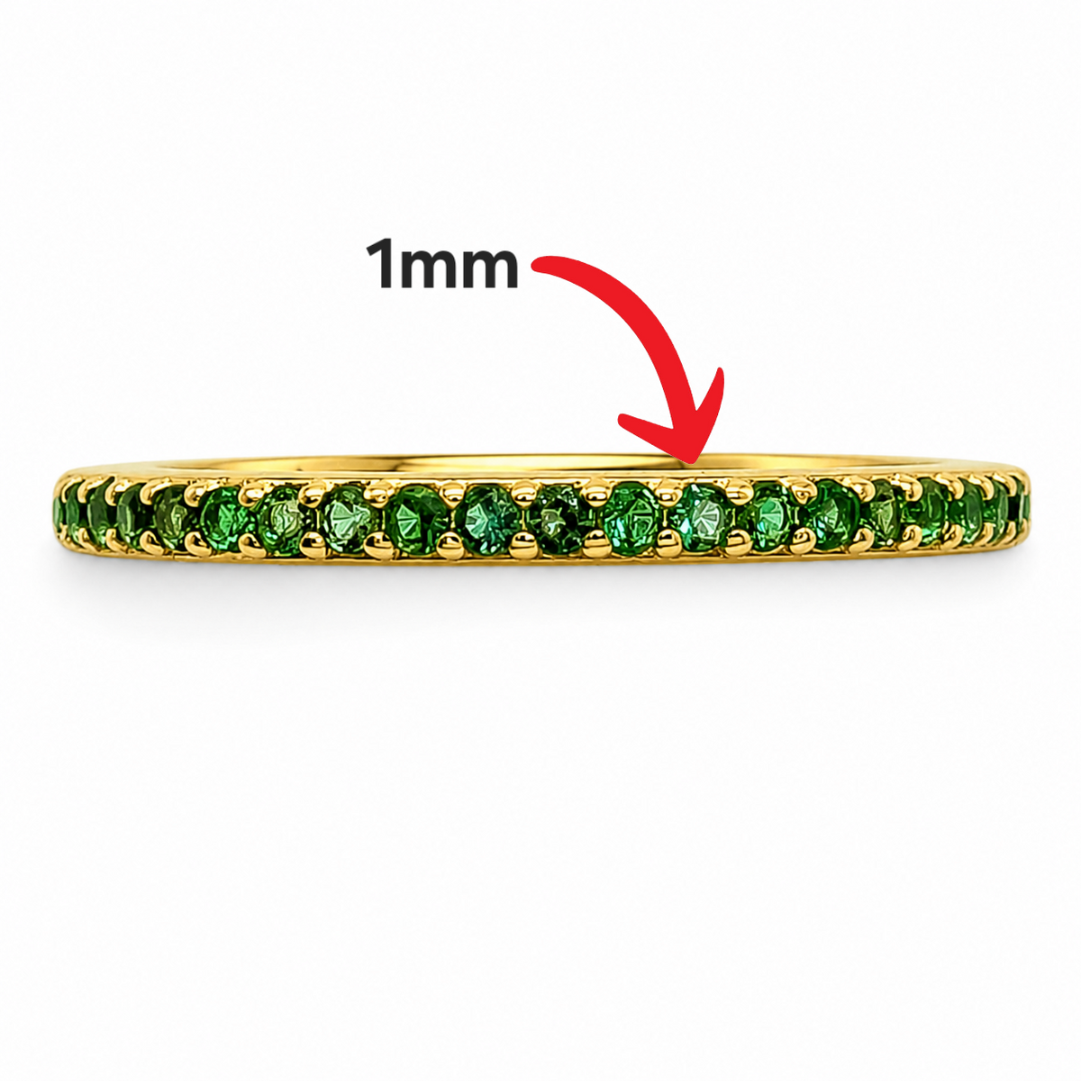 Anillo Dorado Zirconia Verde Pan Plata Ley 925