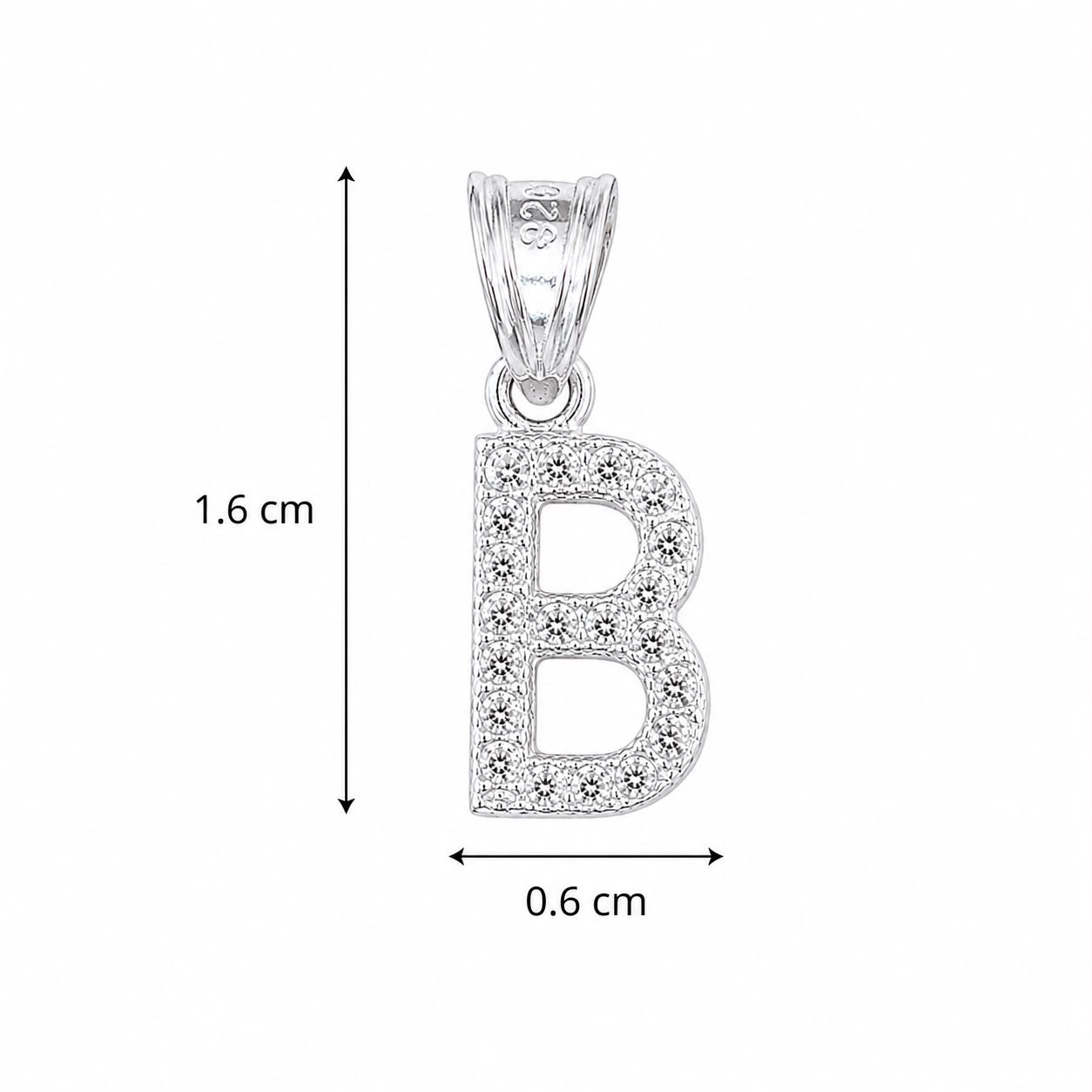 Dije Letra Mini B con Zirconia Plata .925 Taxco Mayoreo