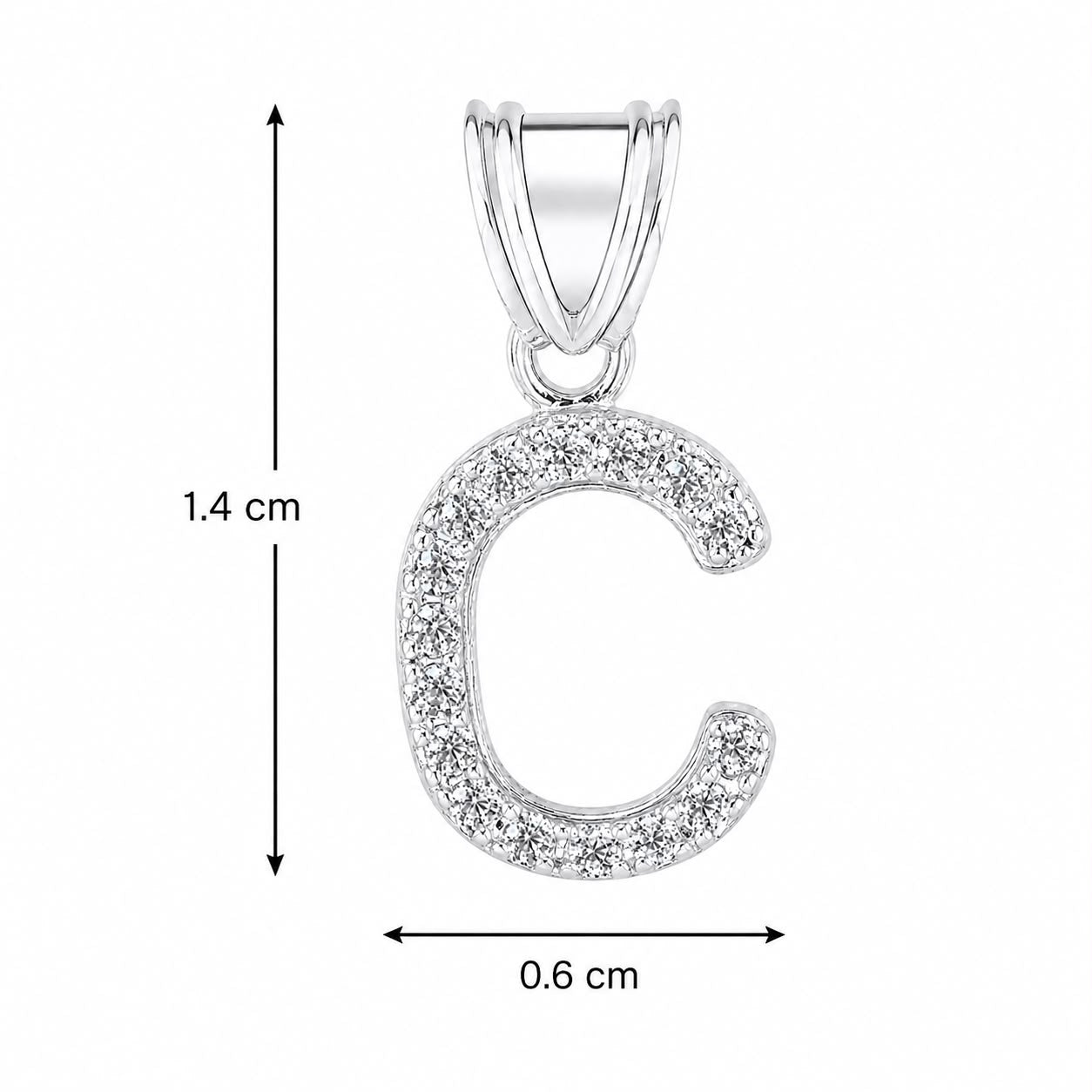 Dije Letra Mini C con Zirconia Plata .925 Taxco Mayoreo