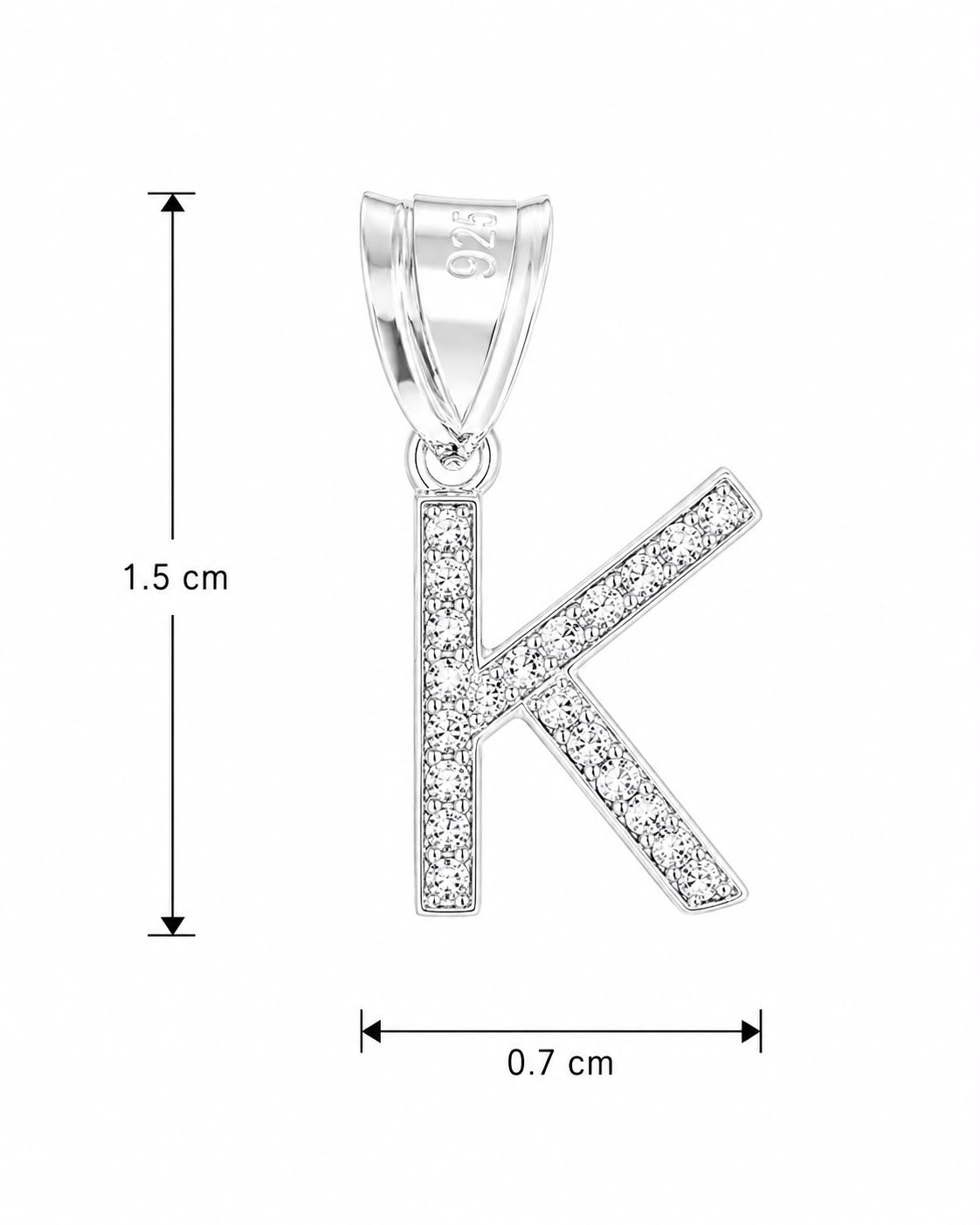 Dije Letra K Mini con Zirconia Plata .925 Taxco Mayoreo