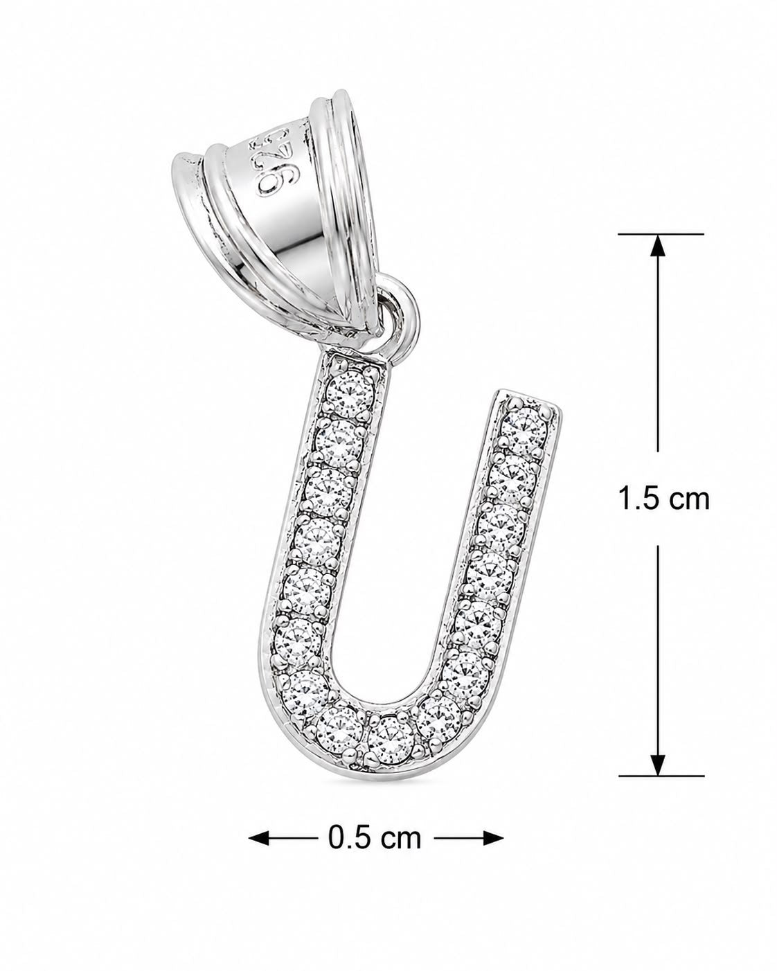Dije Letra U Mini con Zirconia Plata .925 Taxco Mayoreo