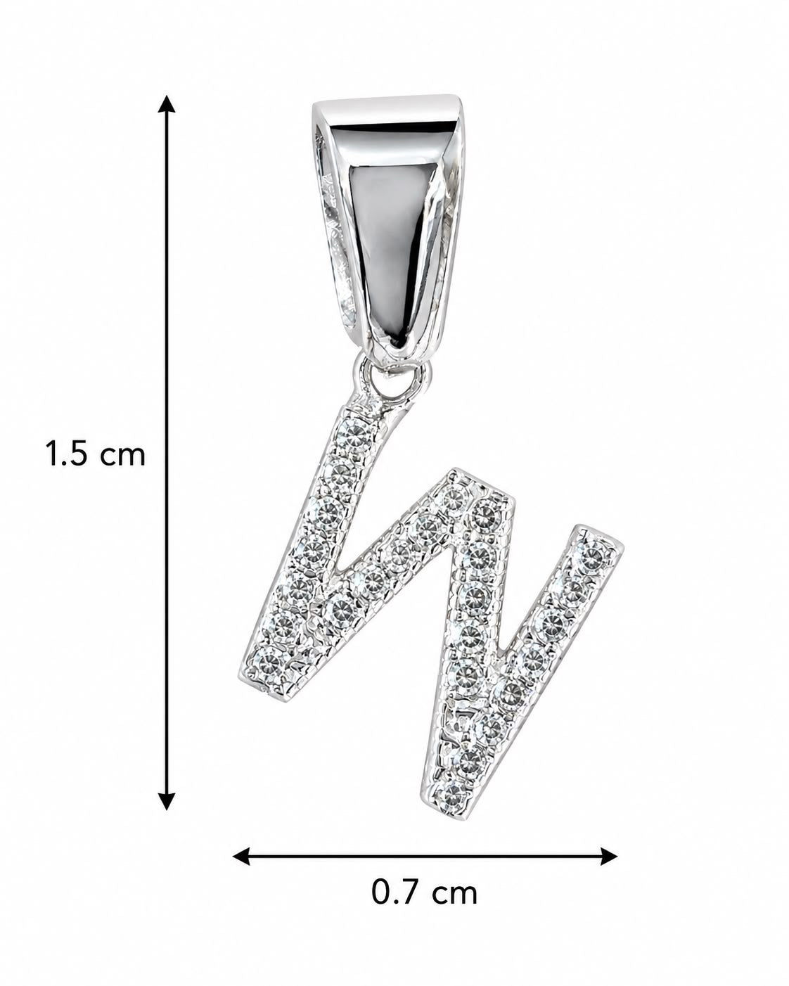 Dije Letra W Mini con Zirconia Plata .925 Taxco Mayoreo