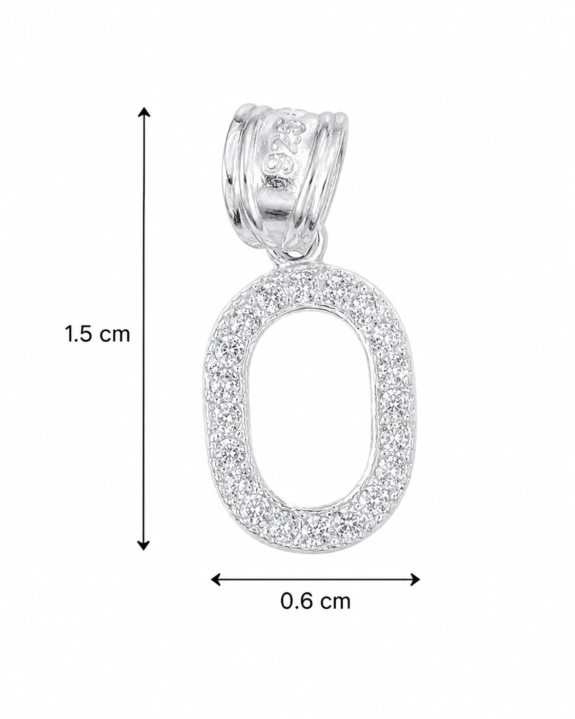 Dije Letra O Mini con Zirconia Plata .925 Taxco Mayoreo
