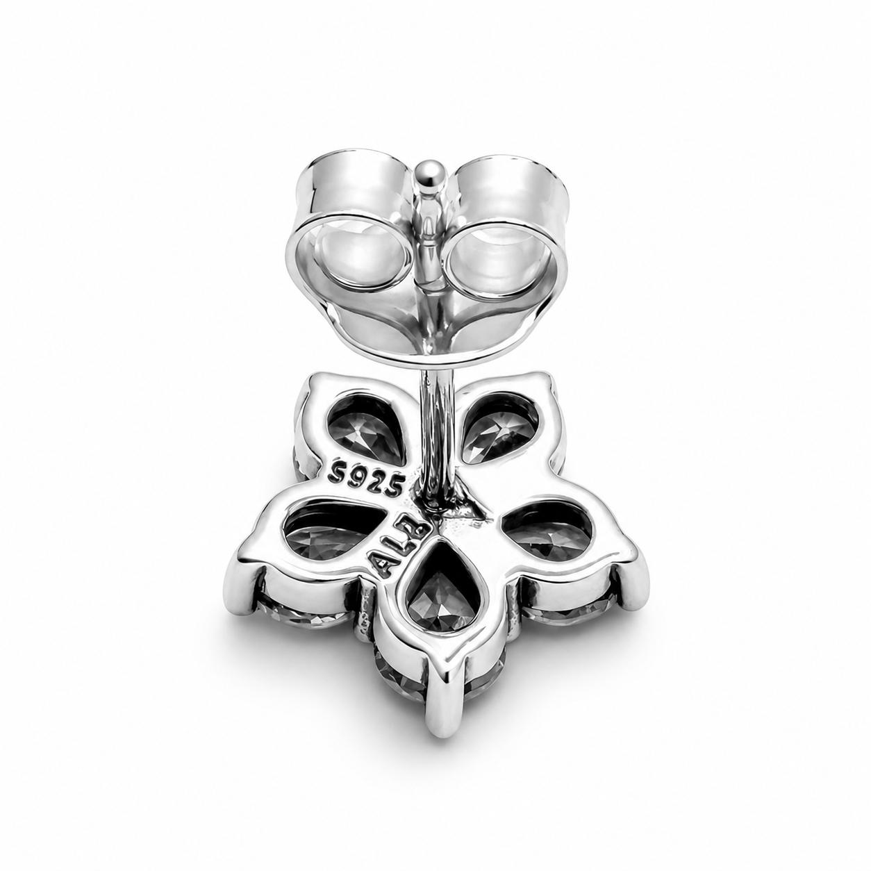 Aretes Inspirados Estilo Pan Flor Zirconia en Plata Ley .925