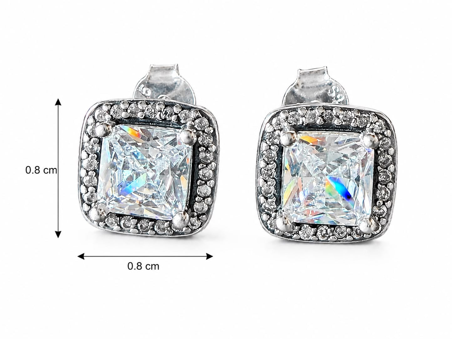 Aretes Inspirados Cuadro Zirconia Estilo Pan en Plata Ley .925