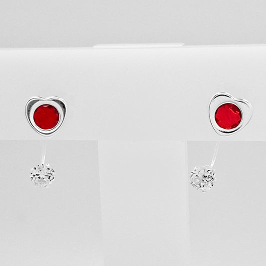 Arete Curvo Corazon Rojo
