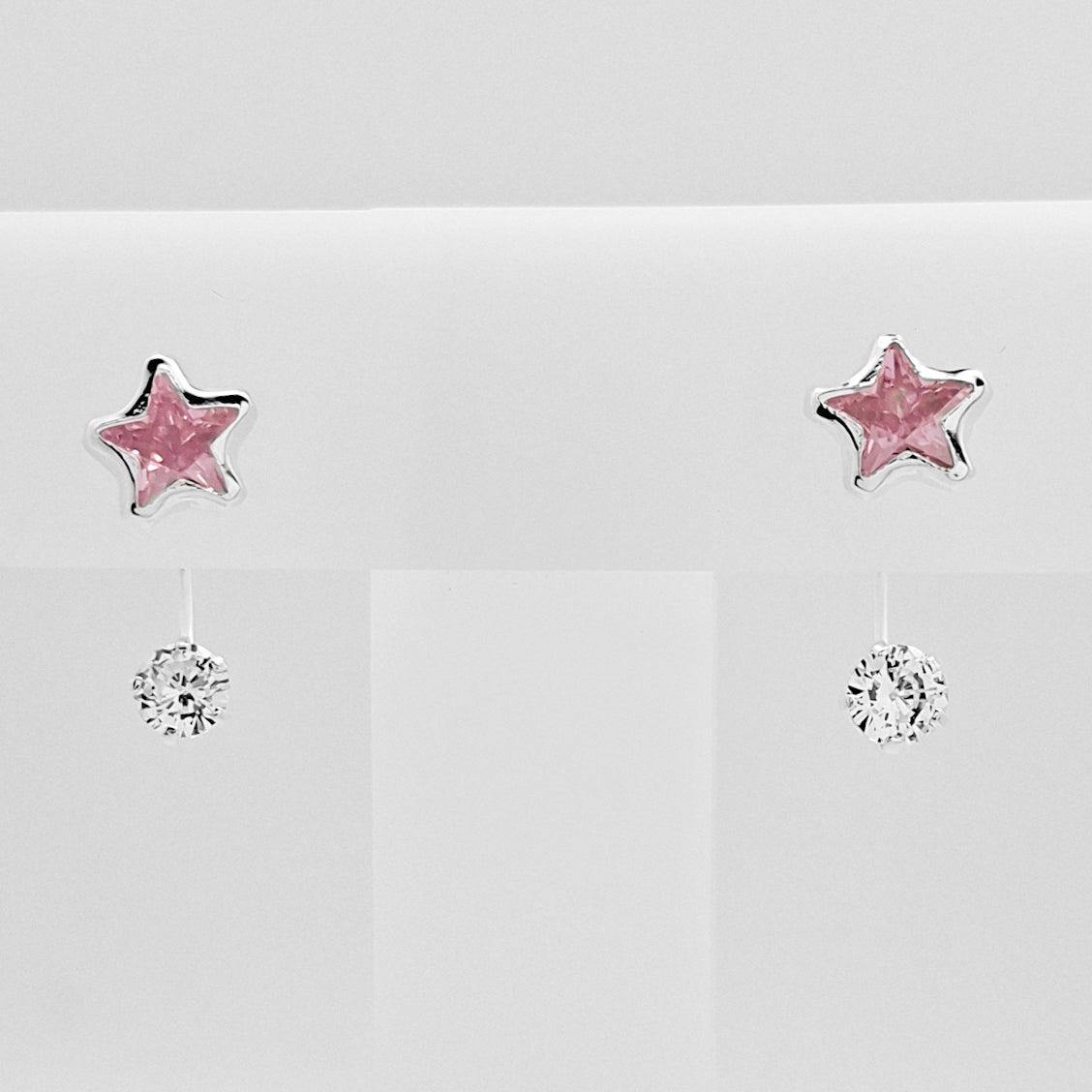 Arete Curvo Estrella Rosa