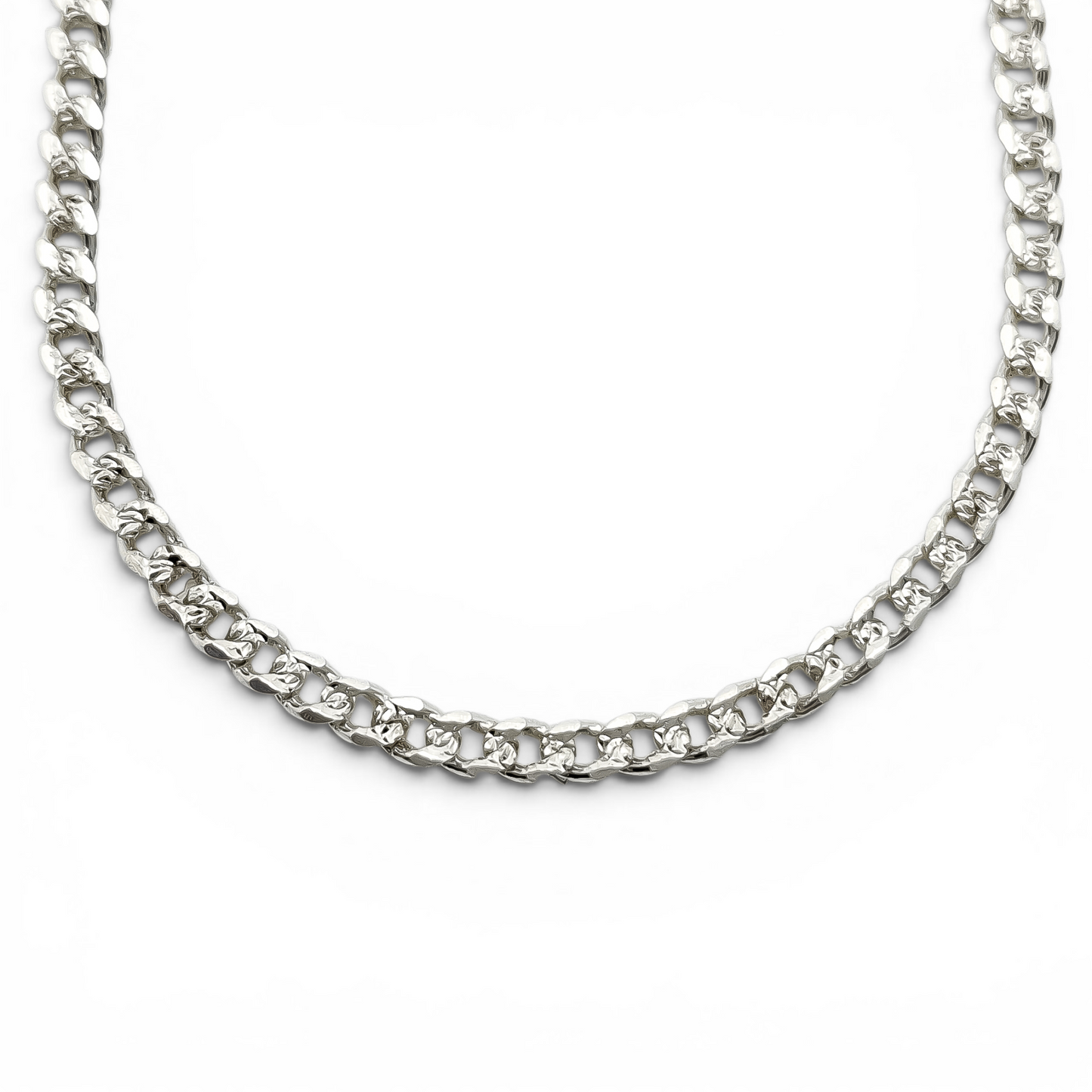 Cadena Cubana Diamantada 3mm Plata Ley 925