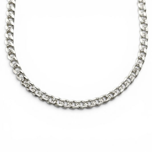 Cadena Cubana Diamantada 3mm Plata Ley 925